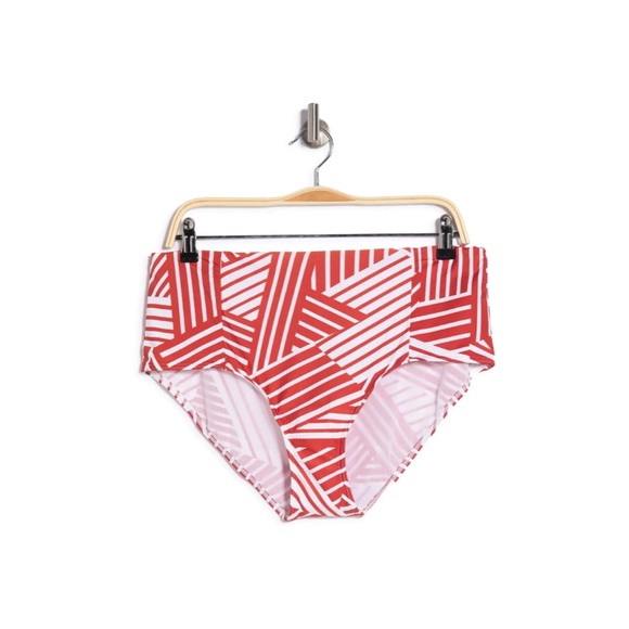 NEW Sea‎ Level [ 12 US ] Mix Striped High Waisted Bikini Bottom Sun Orange - Picture 2 of 12